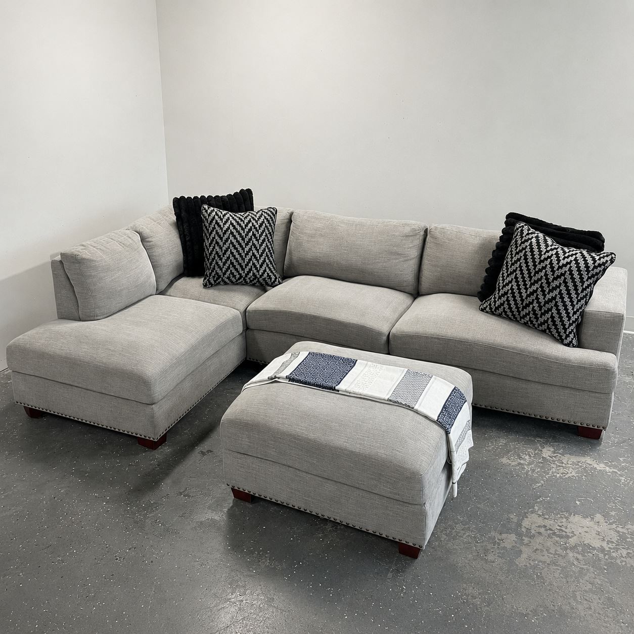 Gray Penelope 2 Piece Sectional w/ Chaise & Ottoman