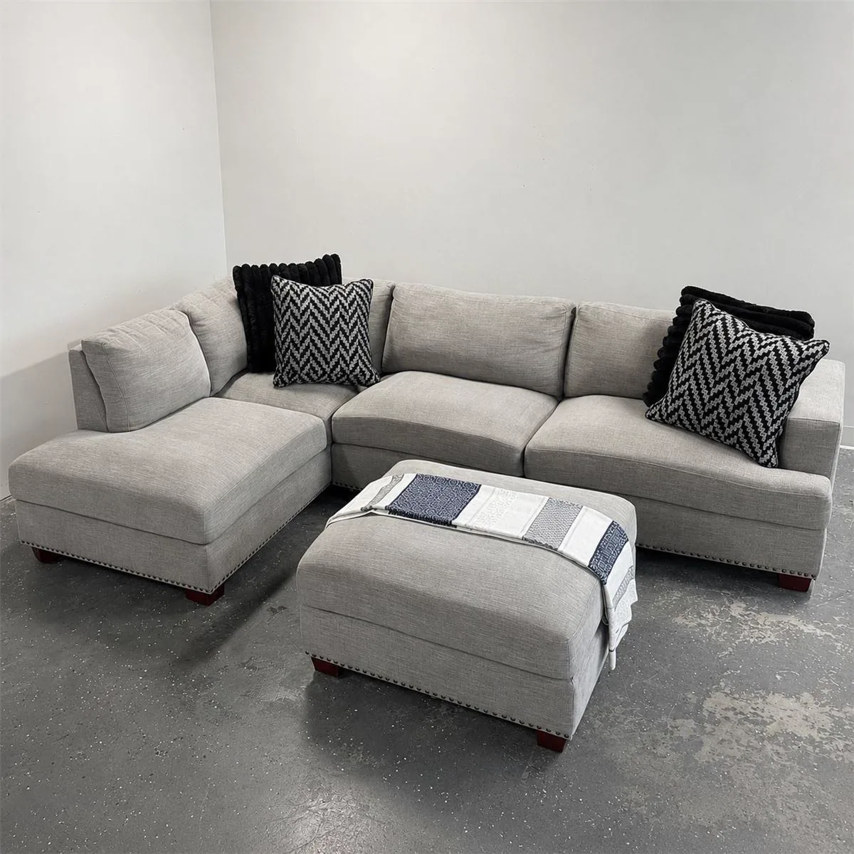 Gray Penelope 2 Piece Sectional w/ Chaise & Ottoman