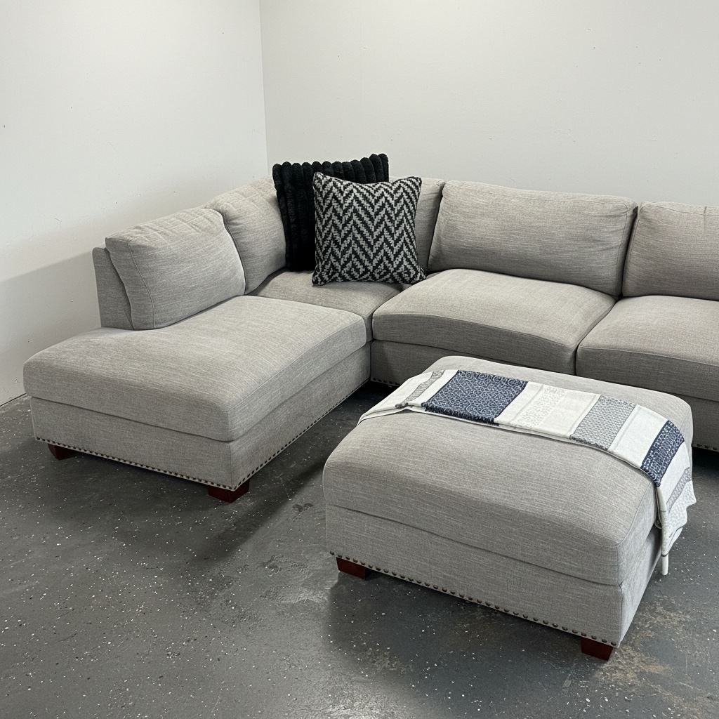 Gray Penelope 2 Piece Sectional w/ Chaise & Ottoman