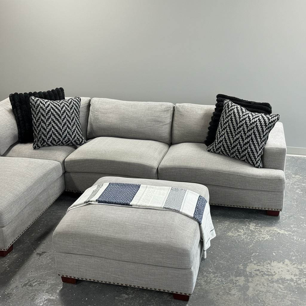 Gray Penelope 2 Piece Sectional w/ Chaise & Ottoman