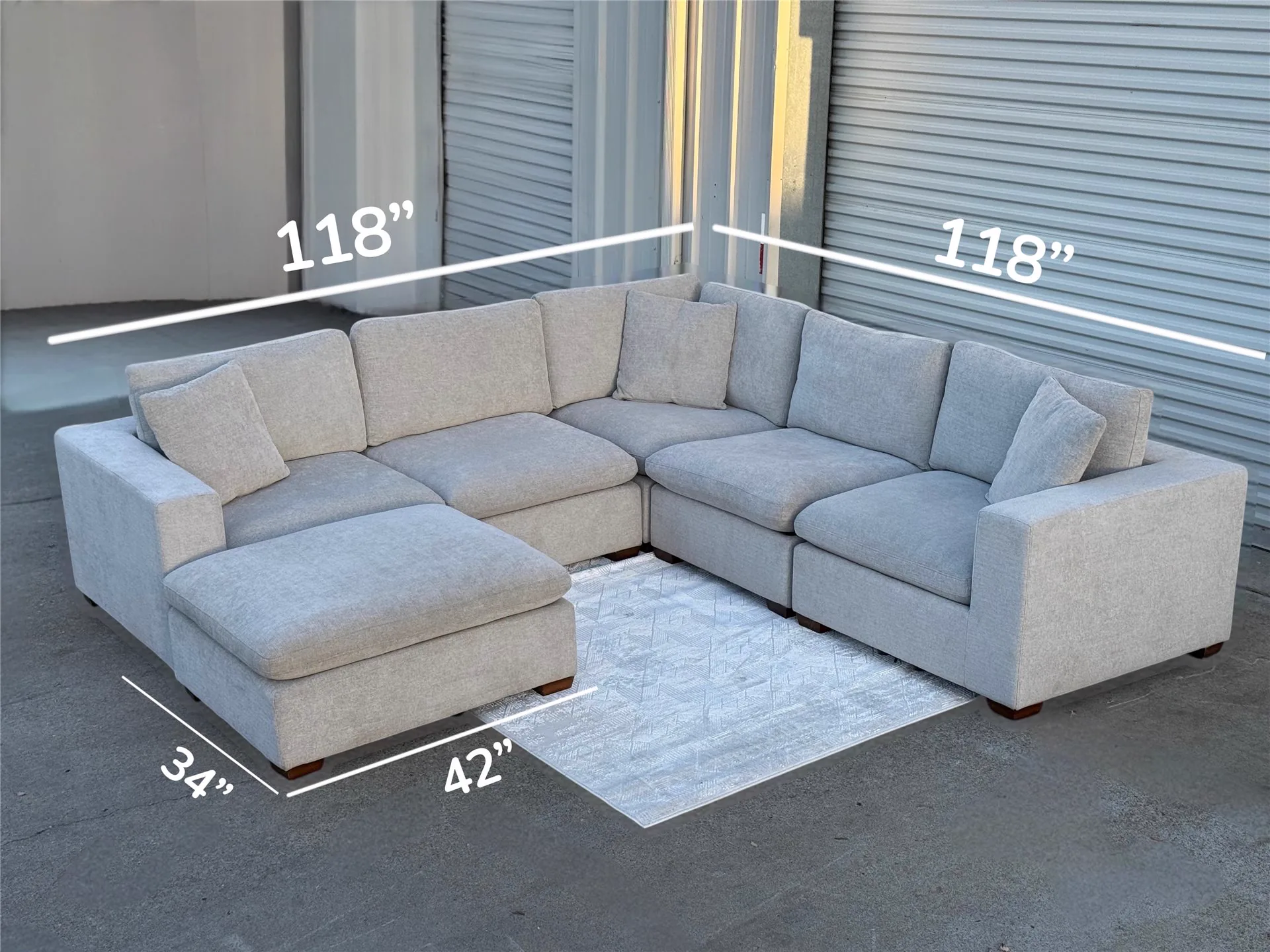 Gray Costco Thomasville Lowell 6 Piece Modular w/ Ottoman - photo 4