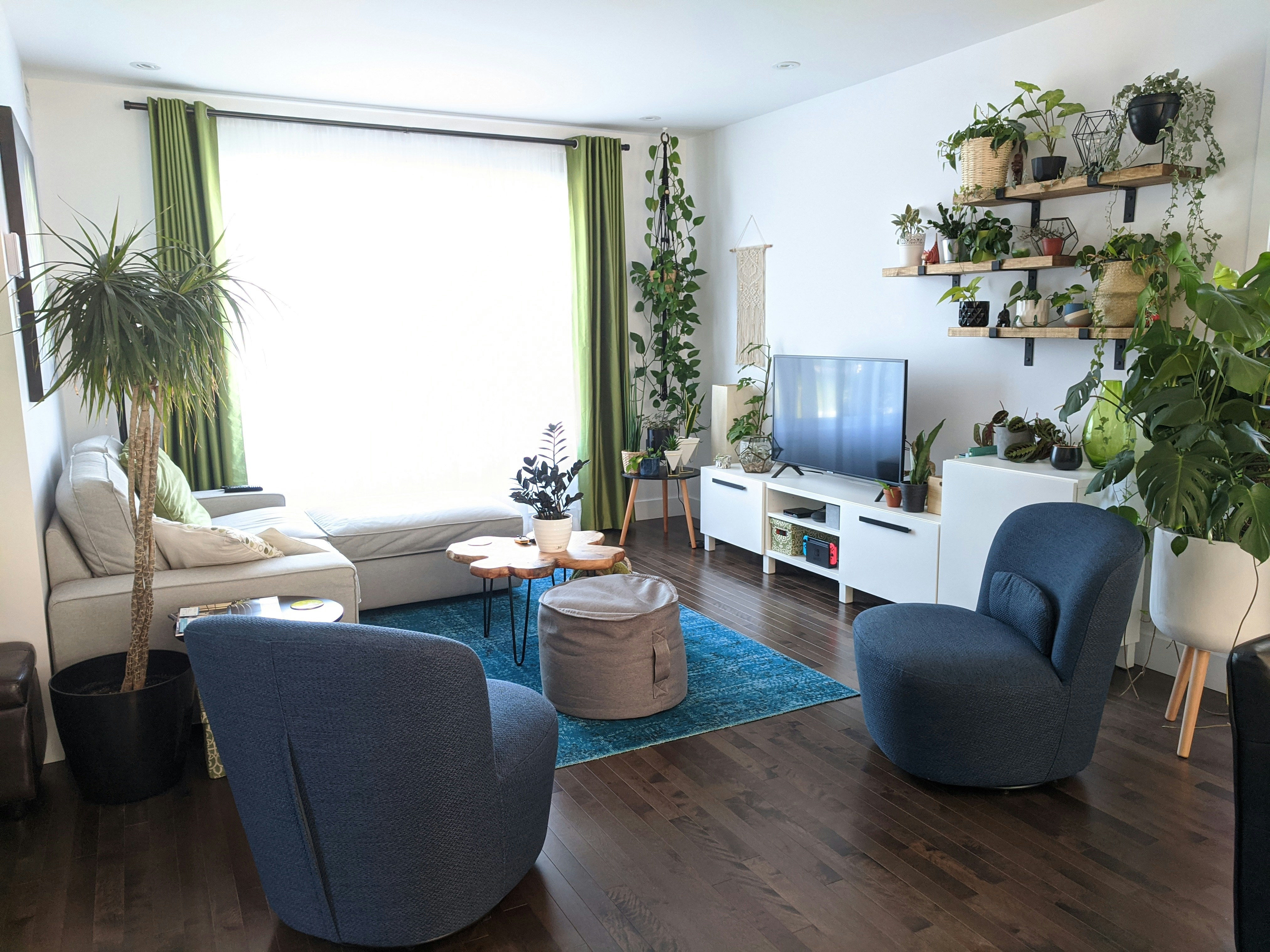 Crowded furniture in a small living room showing why editing is essential