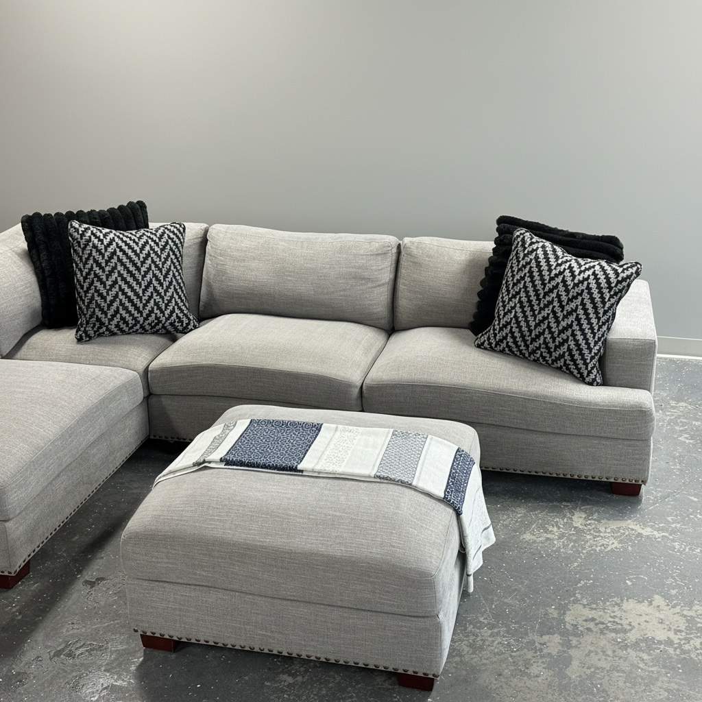 Gray Penelope 2 Piece Sectional w/ Ottoman - Image 5